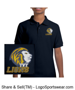 YOUTH Port Authority Silk Touch Polo (Navy)  [Embroidered] Design Zoom